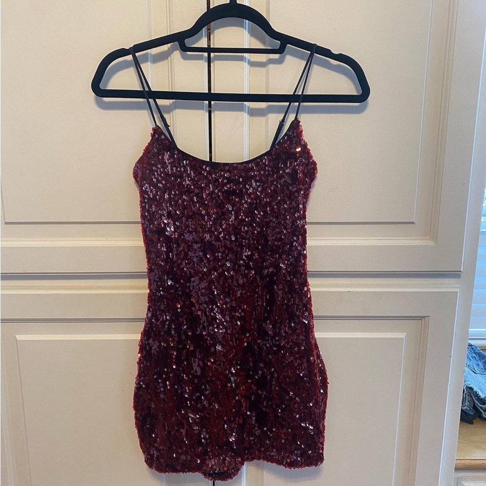 Lucy in the Sky Burgundy Sequin Mini Dress